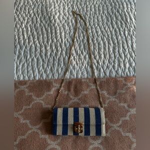 Striped Blue and White Crossbody Bag